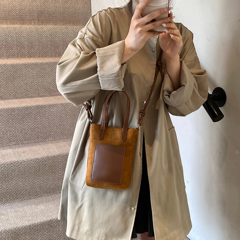 Suede Bag for Women Vintage Womens Bag Retro Handbags Purse Leopard Print Shoulder Bags Mini Suede Top Handle Clutch Hobo Bag 241228