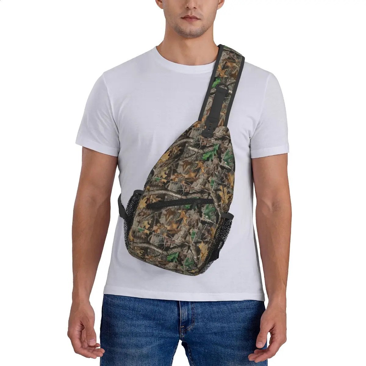 Real Tree Hunting Camo Camouflage Military Sling Backpack Sling Bag Hiking Chest Bag Daypack Men Crossbody Backpack Shoulder Bag 241228