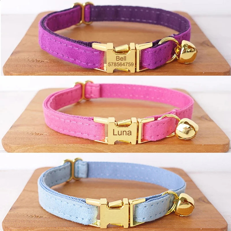 Personalized Cat Collar ID Tag Name Custom Kitten Necklace Engraved Pet Collar for Cat Necklace Puppy Small Dog Collar with Bell 241227