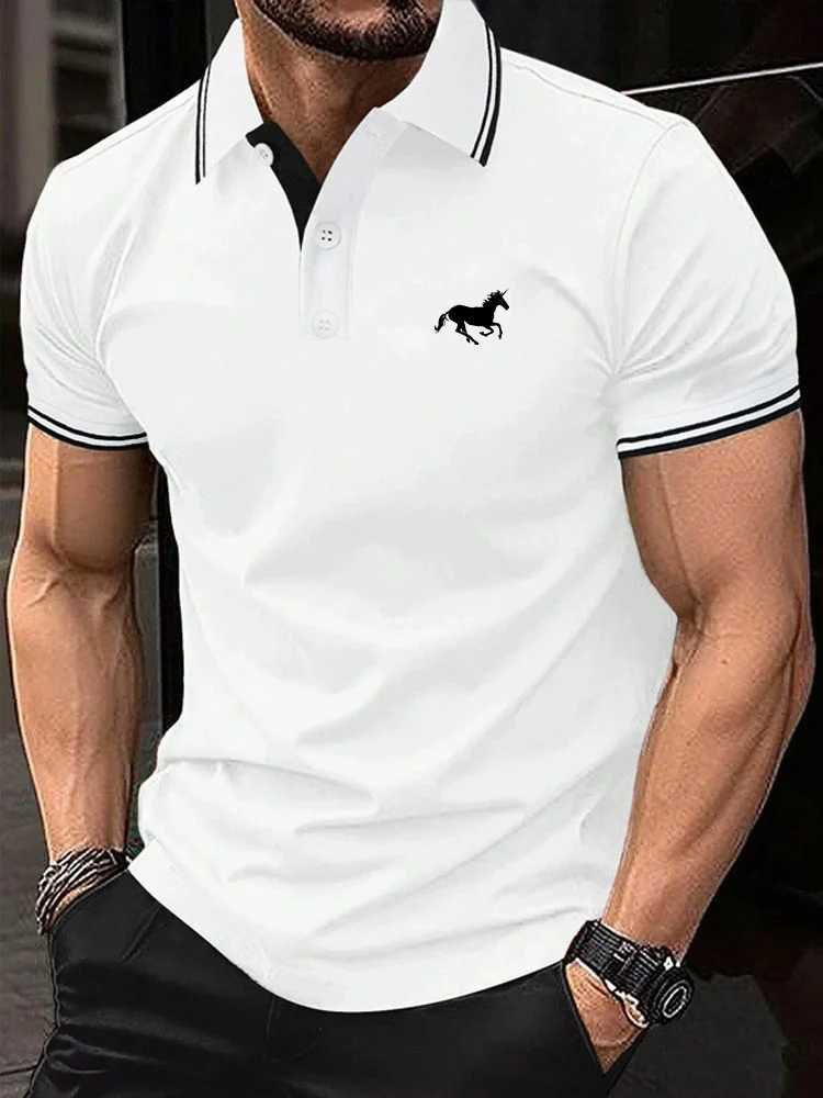 New Summer shirt Shirt Mens Fashion Short Sleeve shirt Mens Casual Personalized shirt Shirt Flip Collar Striped Mens Top shirt Shirt X241228