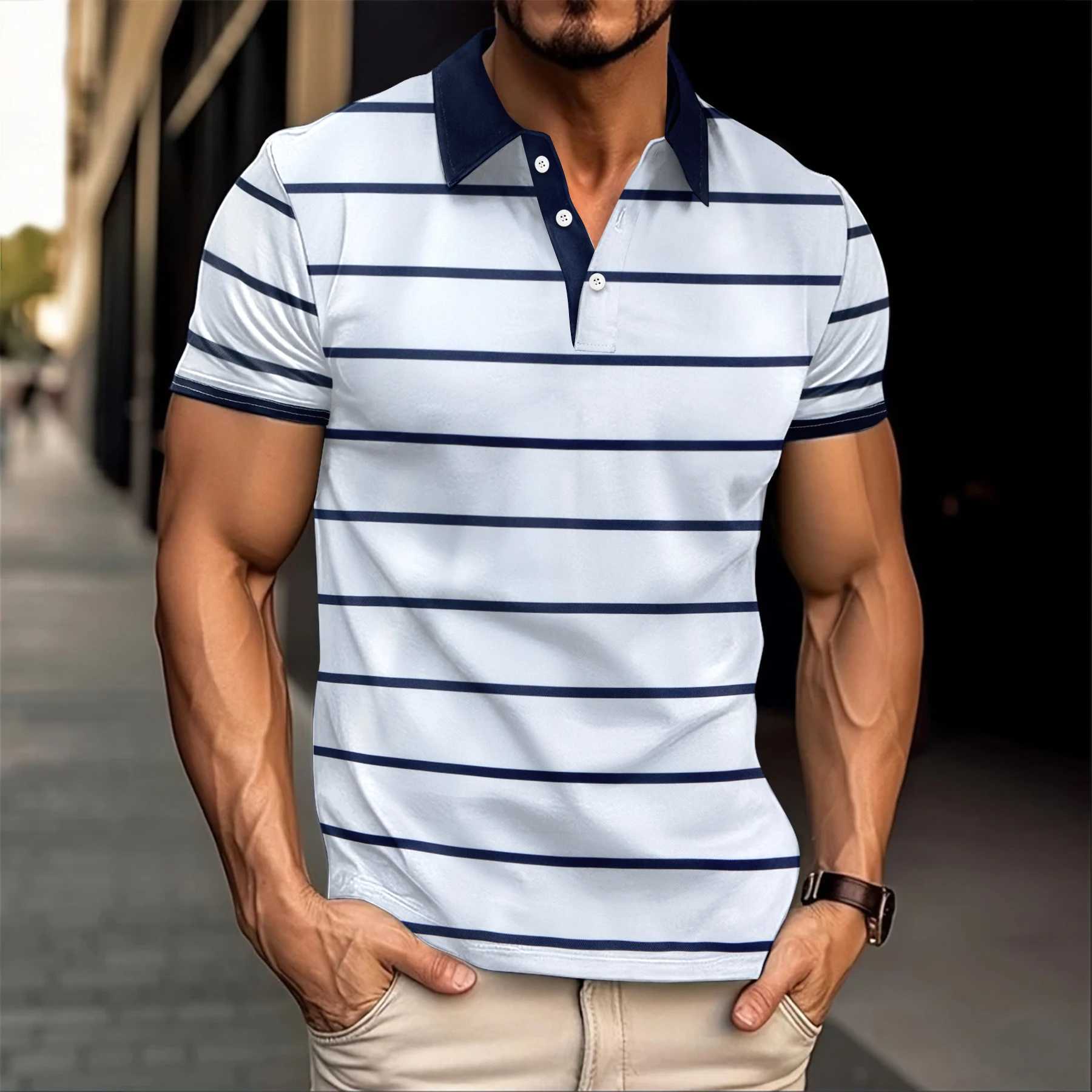 Summer Mens Casual shirt Shirt Lapel Fashion Color Matching T-shirt Business Casual Shirt Office Commuter Sports Top S-XXXL X241228