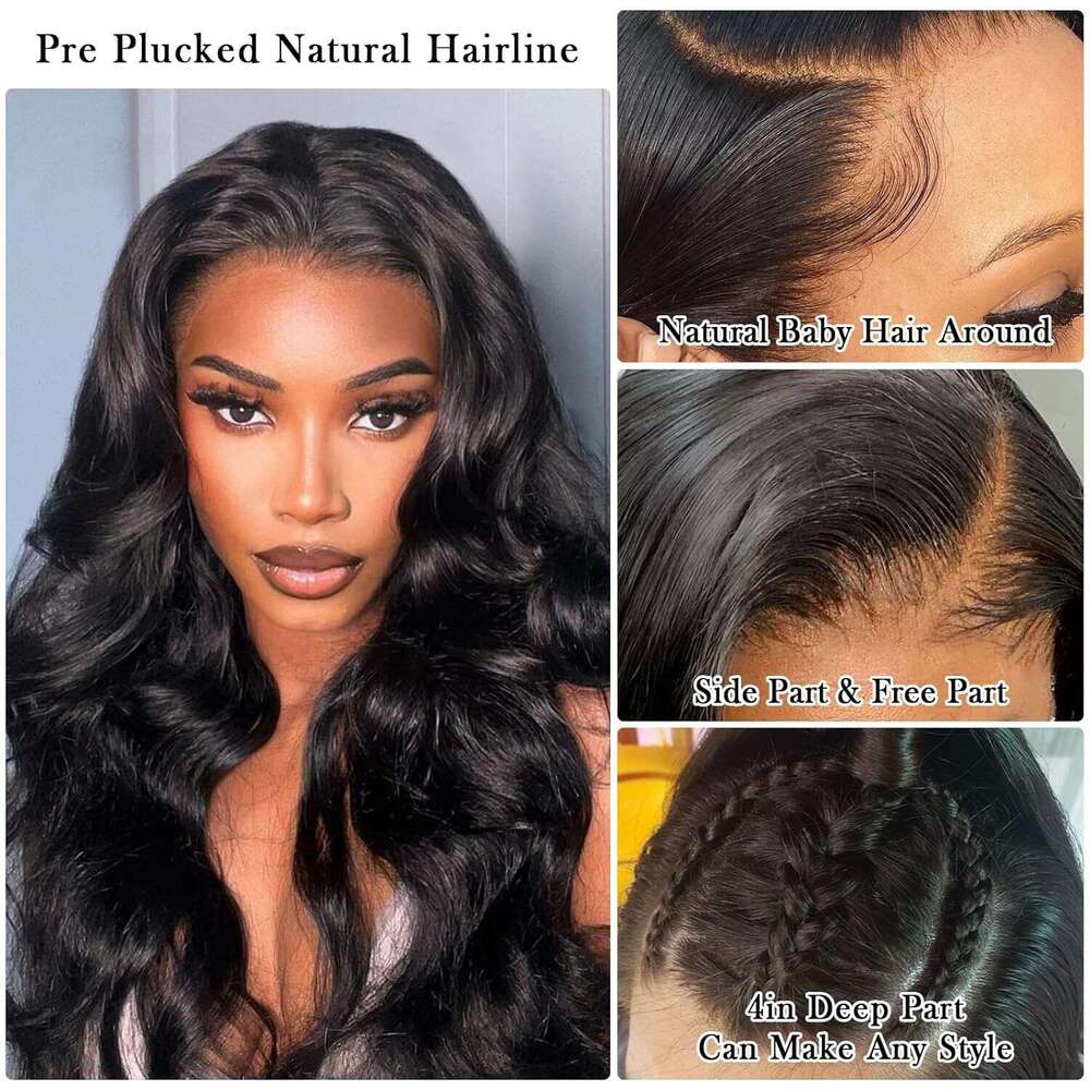 Black 13 * 4 Front Wig, Women's Long Curly Hair Synthetic Headband, Body Wave Lace Wig Kq2 Kq2