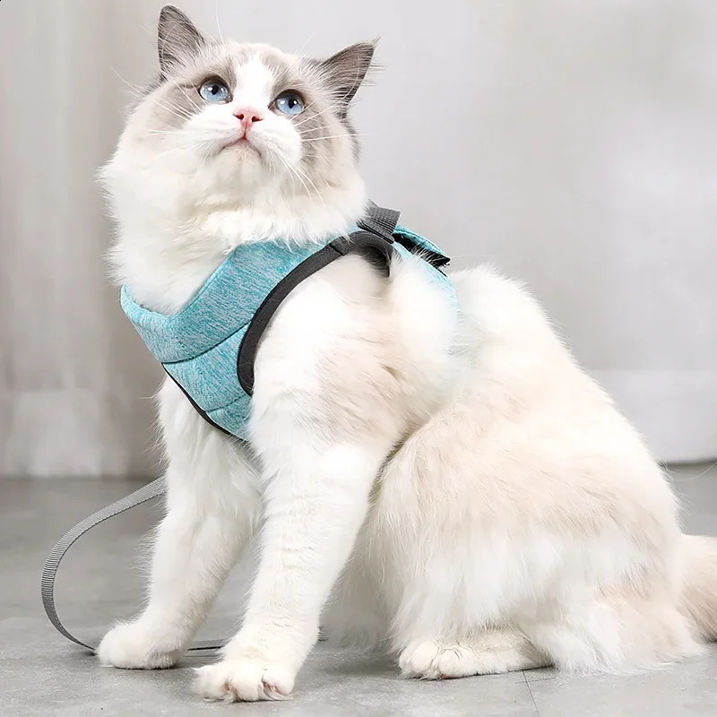 Adjustable Cat Dog Harness Leash Set Pet Anti-Escape Harnesses Soft Breathable Vest for Cat Outdoor Walking Chest Strap Supplies 241227