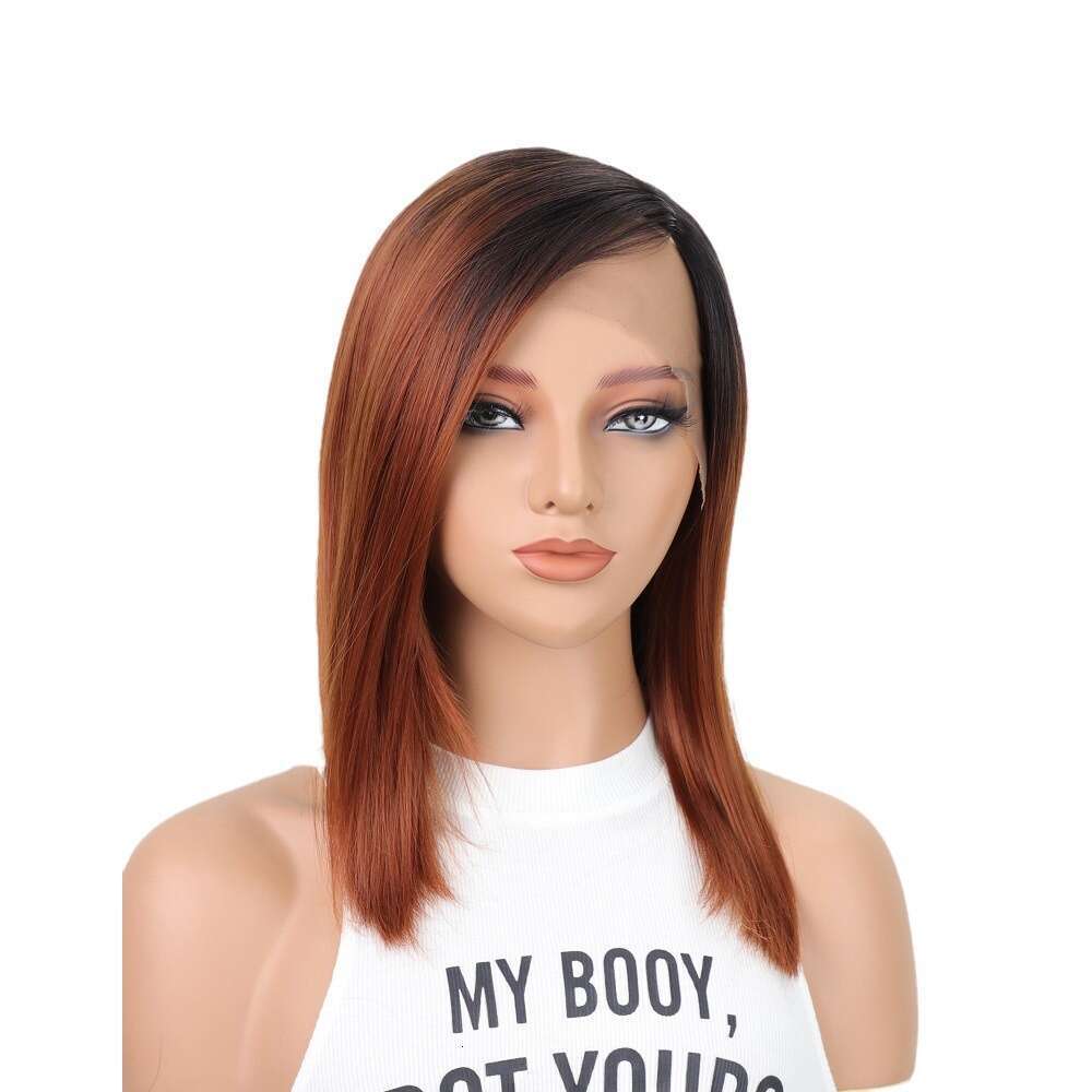 Front Wig, Women's Full Head Gradient Brown Long Straight Hair, Synthetic Lace Headband Kq2 Kq2