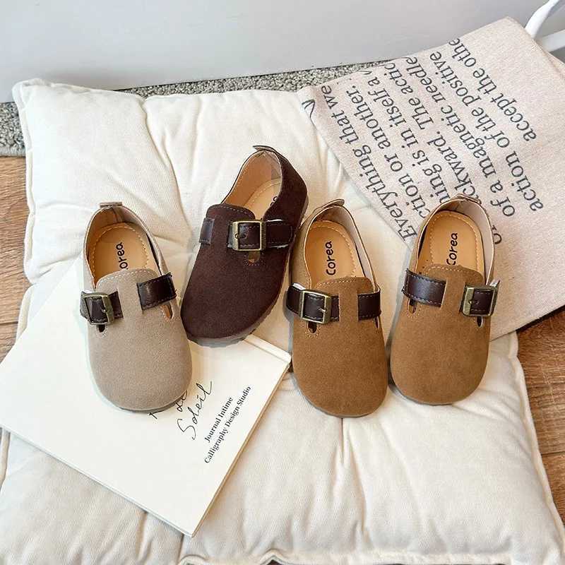 Childrens Apartment Fashion Childrens Casual Soft Leather Shoes Korean Retro Soft Lace Buckle Princess Breathable Womens Shoes W241228