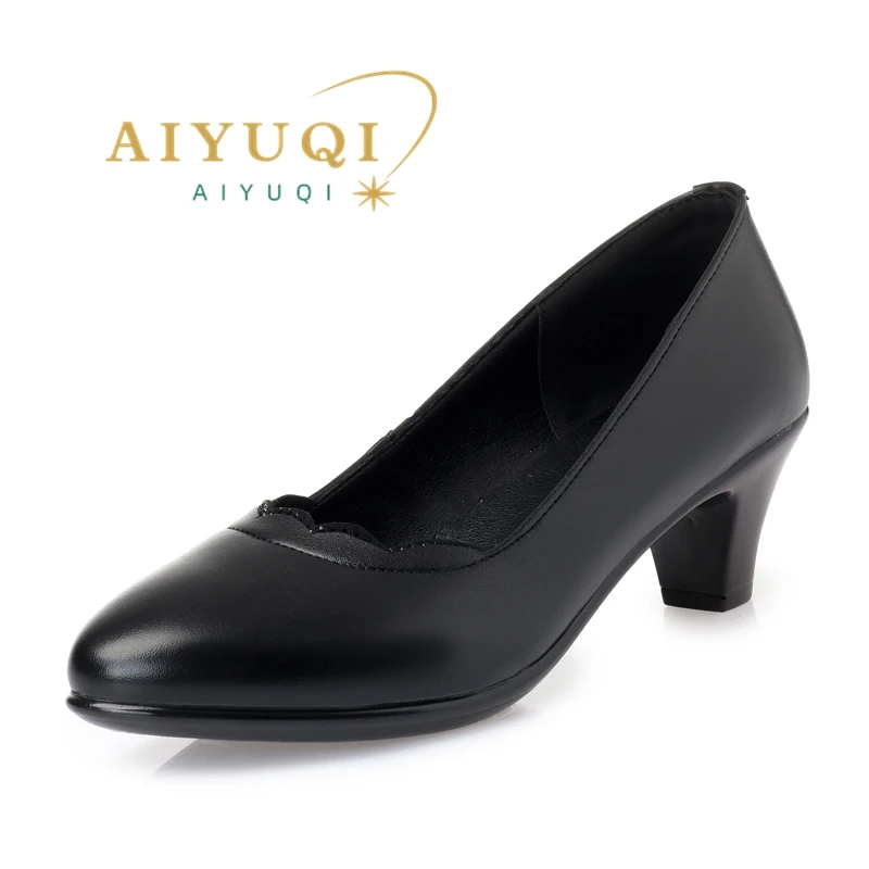 AIYUQI Women's Dress Shoes Genuine Leather Large Size Women's Spring Shoes One Foot Slip-on Women's Shoes