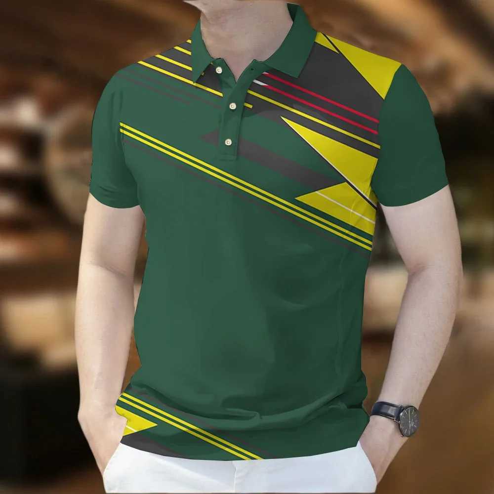 Summer mens shirt T-shirt business casual short sleeved printed button T-shirt loose top fashionable T-shirt high quality X241228