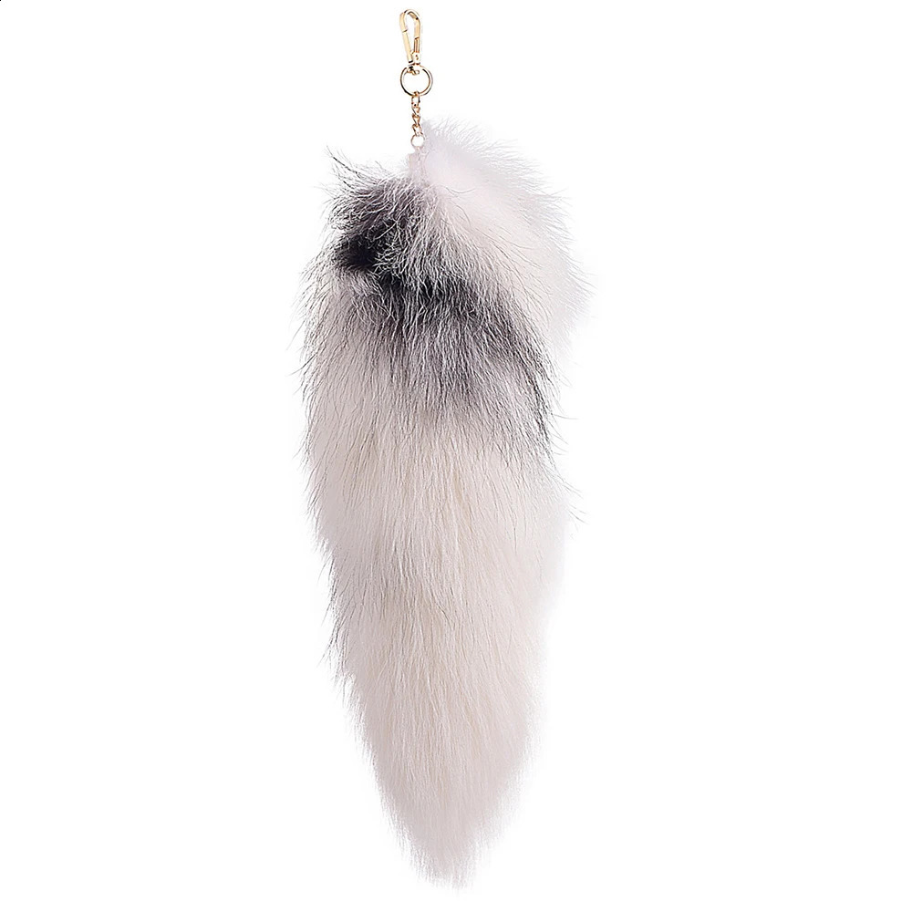Fashion Fox Tail Keychain Wolf Tail Fur Tassel Bag Tag Black And Brown Pom Charm Keyring Holder Strap Chain Gifts 241227CJ