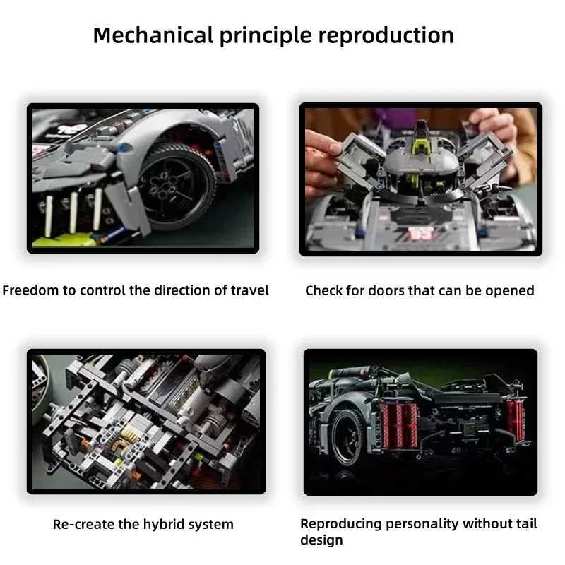 Supercar Blocks 1775pcs 9X8 24H Super Racing Car Leo Mans Building Toys Hybrid Hypercar Model Kids Adult Gifts Compatible with 42156 X241228