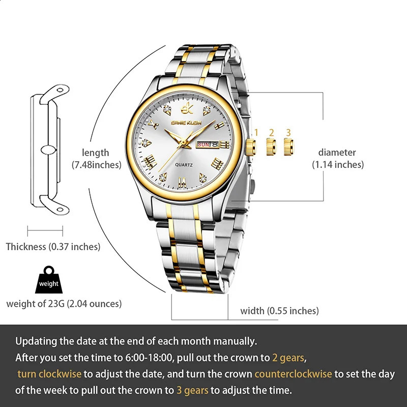 EK Womens Wrist watch Original Watches for Ladies Waterproof Stainless Steel Quartz Woman Wristwatch Gold trend 241225
