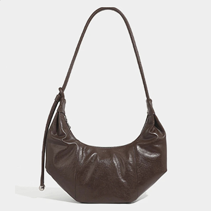 Hifashon Cowhide Genuine Leather Half Moon Large Shoulder Bags For Women 2025 Trend ner Soft Hobo Crossbody Ladies Handbags 241227