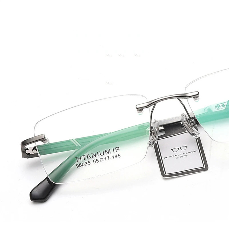 HDCRAFTER Vintage Rimless Glasses Frame Men Optical Myopia Prescription Eyeglasses Frame Women High-quality Eyewear 241227