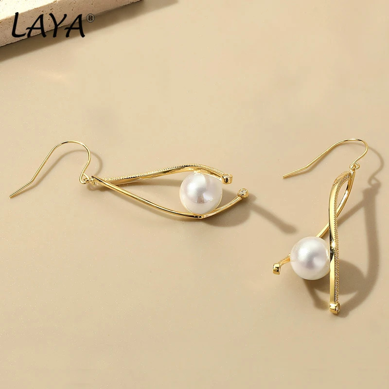 LAYA 925 Sterling Silver Pearl Long Dangle Earrings For Women Minimalist Korean Style Engagement Wedding Earring Fine Jewelry 241226