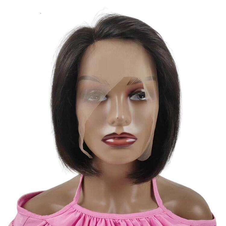 Female Wig Real Hair Short Straight Front 13X4x1 Off Center Bob Lace Frontai Wigs Kq2 Kq2