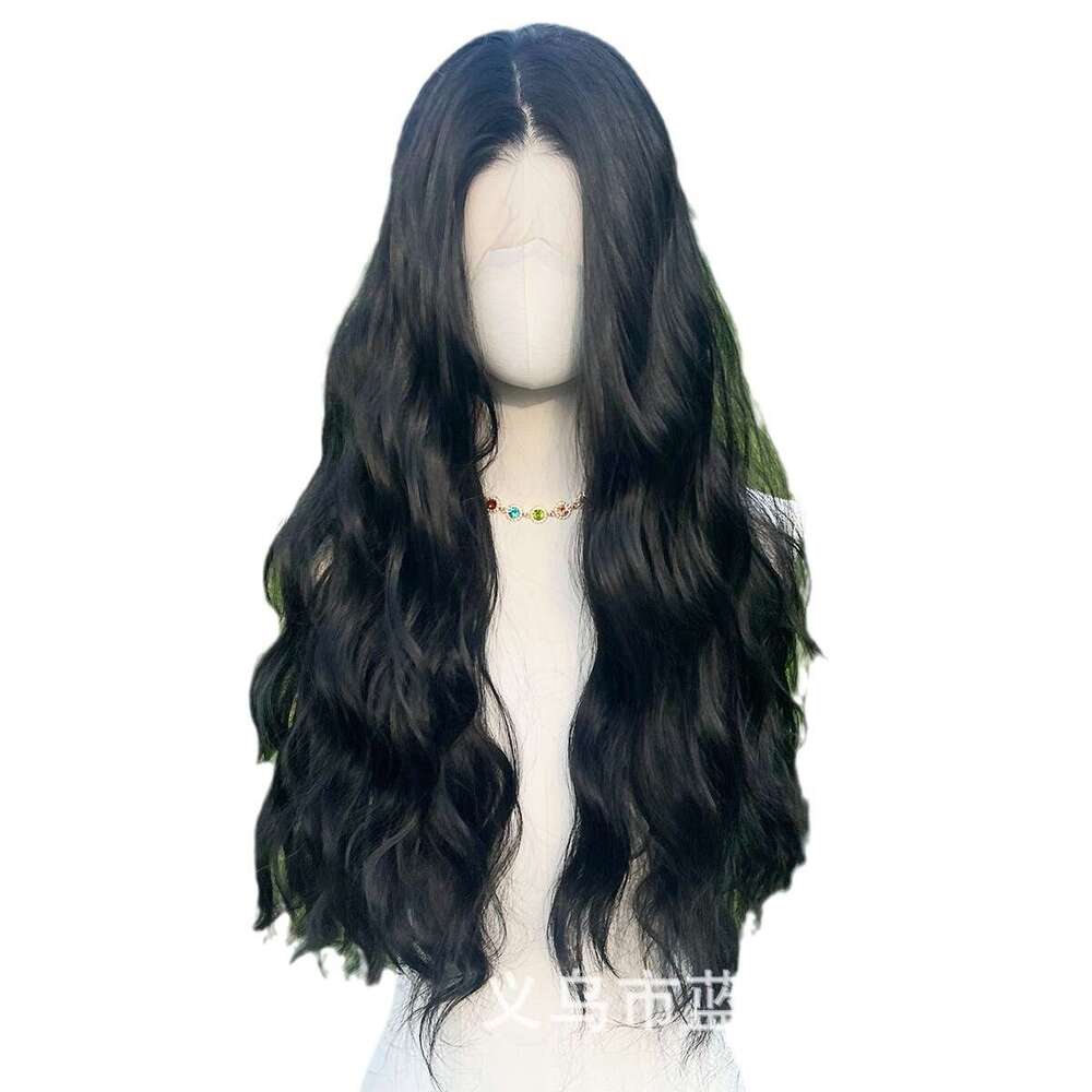 New Black 13 * 4 Front Lace Wave Curg Half Hand Hook Head Set With Silk Material Wig Kq2 Kq2
