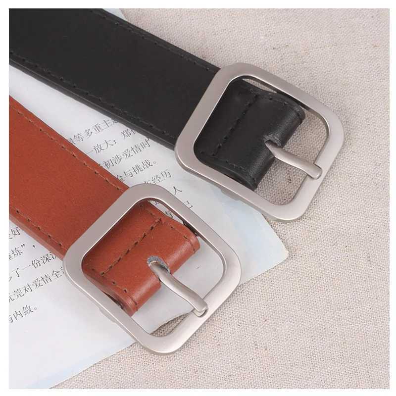 Fashionable mens denim black belt genuine leather strap 3.0cm antique silver buckle high-quality mens black denim strap W250326