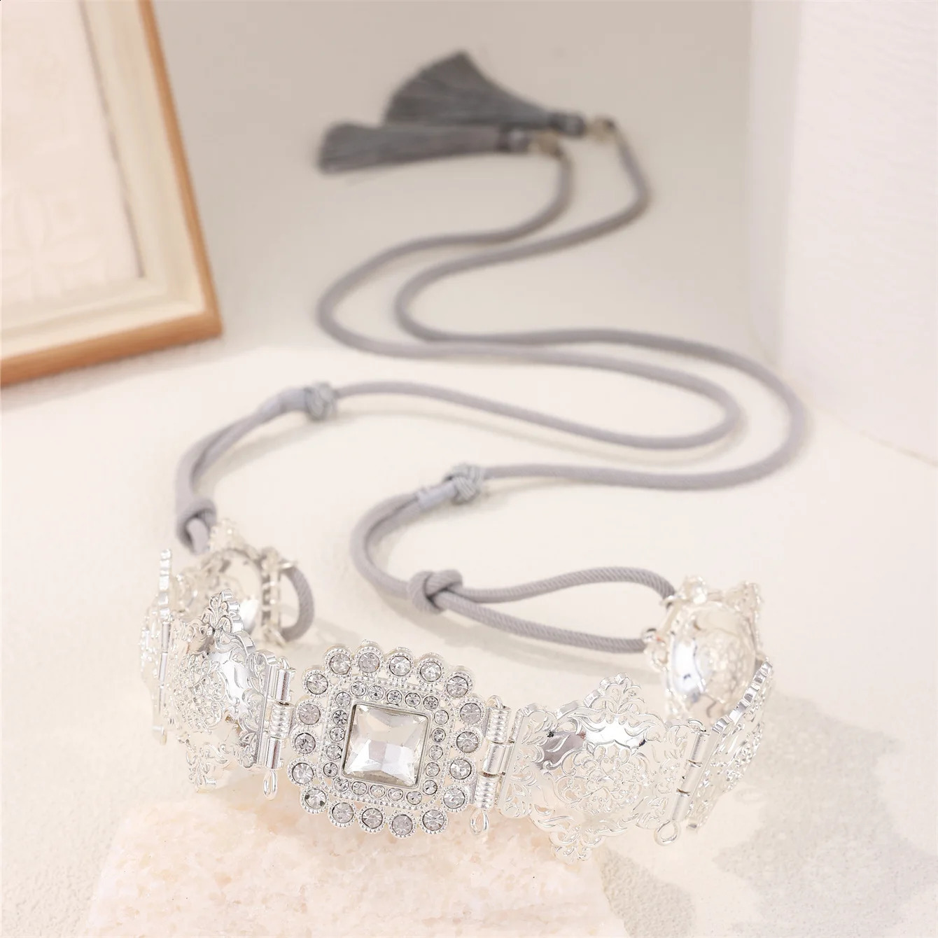 Gold Color Women Tassels Belt Morocco Hand Rope Waist Chain Arabic Crystal Bride Dress Waist Chain 241227