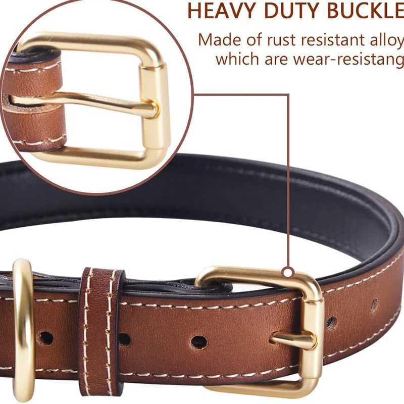 Leather filled dog collar is a comfortable sturdy and soft collar suitable for small and large breeds of dogs brown in color M241228