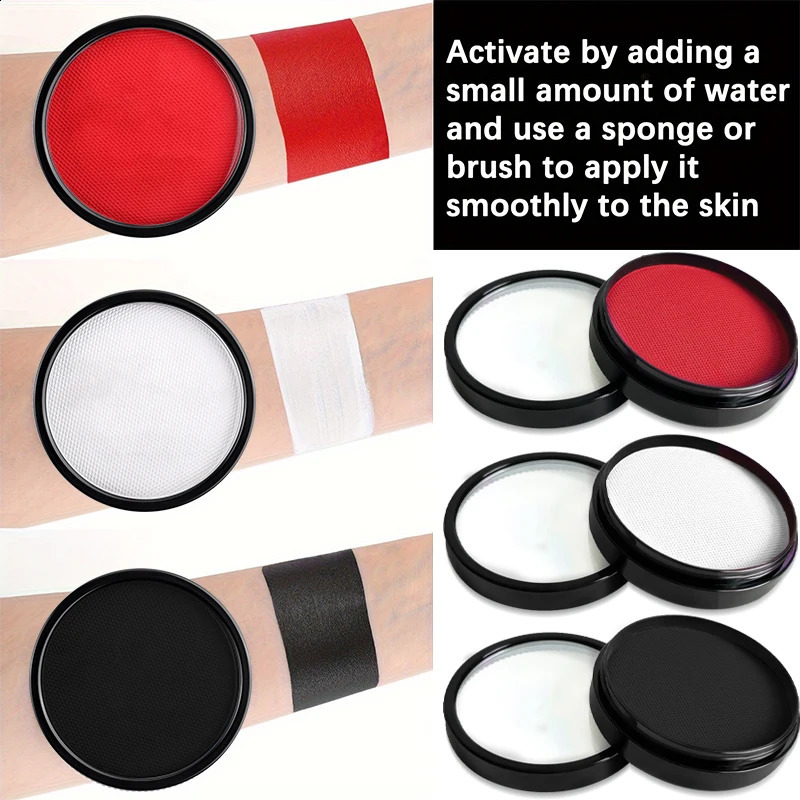 30G Water Solubility Monochromatic Body Paint Black And White Makeup Face Paint Halloween Party Waterproof Makeup Body Painting 241224