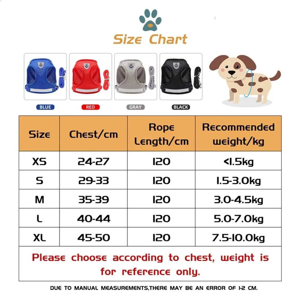 Adjustable Breathable Pet Dog Cat Harness and Leash Escape Proof Cat Vest Harness Puppy Dog Kitten Leads Reflective Cat Collar 241227
