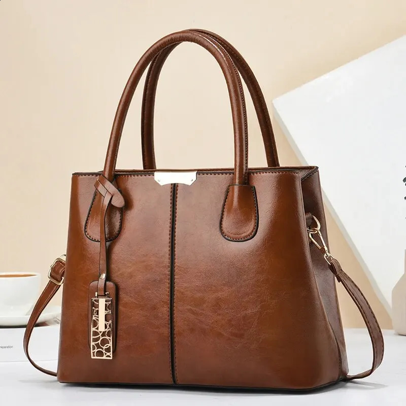 Retro Solid Color Handbags For Women Elegant PU Leather Crossbody Bag Trendy Office Work Purses 241226