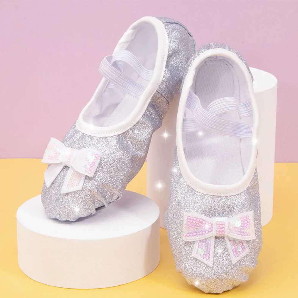 Girls ballet shoes childrens dance sliders professional canvas soft sole shiny ballet shoes girls ballet yoga gym dance shoes W241228