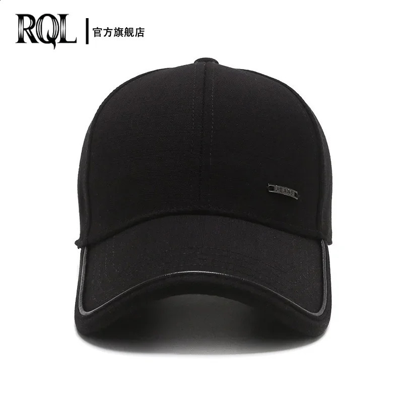 Mens Hat Autumn and winter Male Baseball Cap Casual Golf Trucker Dad Hat Outdoor Black Solid Color Windproof Adjustable Sn 241227