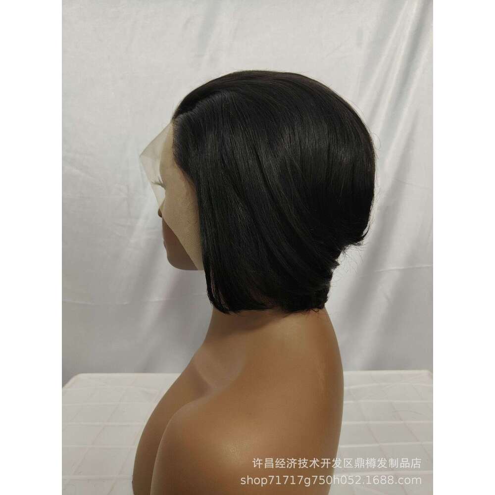 Real Hair Front Short Head Cover 13X4 Lace Frontal E Cut Wig Kq2 Kq2