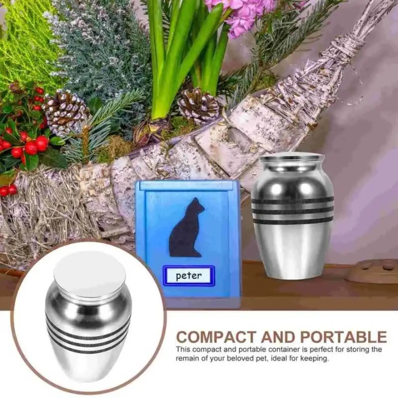 Striped cremation urn for human ashes pet ashes keepsake small stainless steel ashes holder funeral ashes memorial container 250106