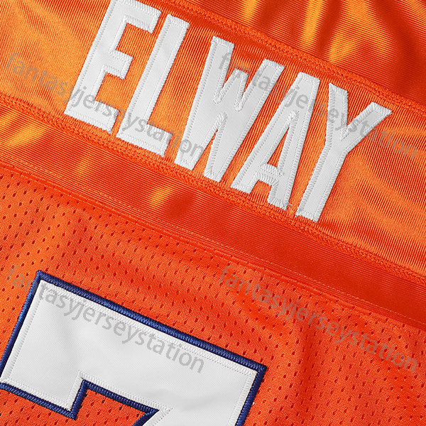 IN STOCK Mens 7 Orange Embroidered Elway Polyester Football Jersey, V-Neck Short Sleeve Sports Top, Loose Fit for Soccer, Cycling, Everyday & Athletic