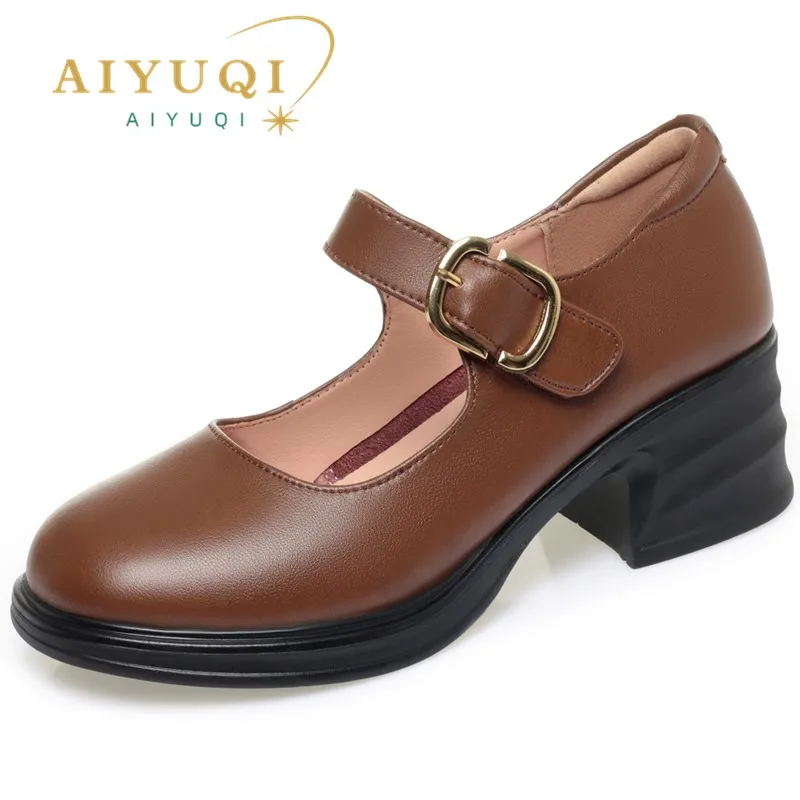 AIYUQI Mary Jane Women's Autumn Genuine Leather Ladies Shoes Large Size Platform Women's Daily Shoes