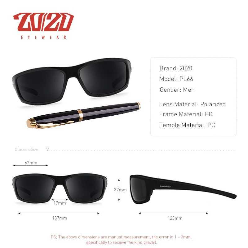 20/20 Optical Brand Design New Polarized Sunglasses Men Fashion Male Eyewear Sun Glasses Travel Fishing Oculos PL66 With Box W241228