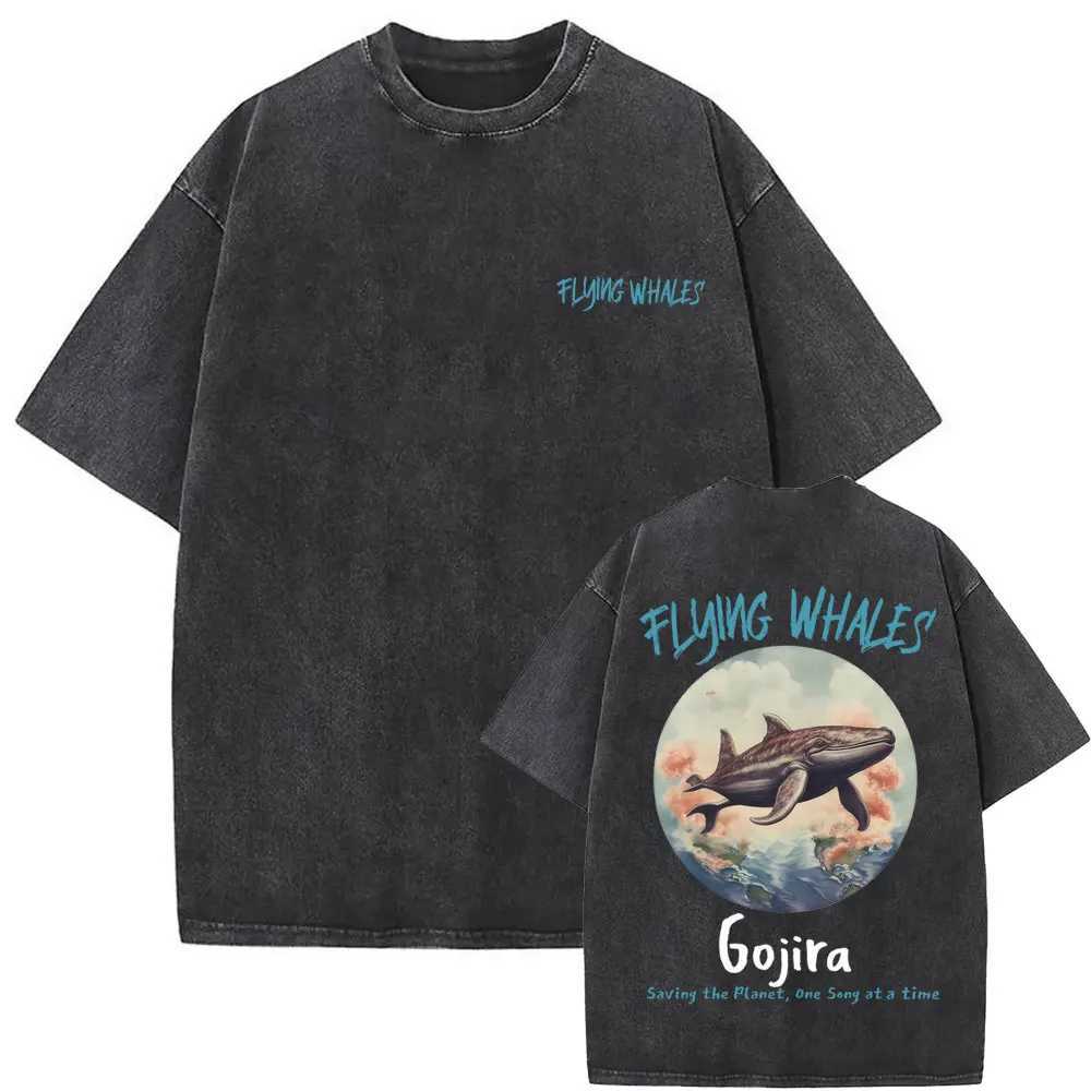 Retro metal band Gojira T-shirt from Mars to Sirius Flying Whale mens fashionable oversized T-shirt X2503241