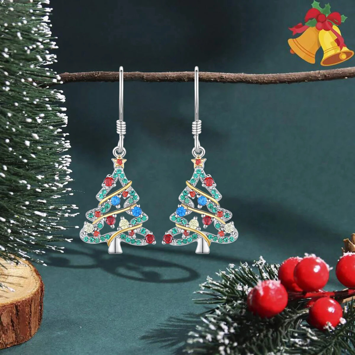 Christmas Earrings 925 Sterling Silver Christmas Tree Dangle Earrings Christmas Gifts Jewelry for Women 241226
