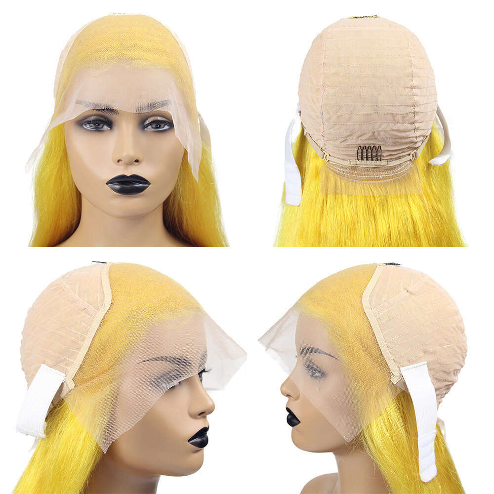 Women's Hand Woven Synthetic Headband 13 * 4 Lace Wig Yellow Long Straight Hair Kq2 Kq2