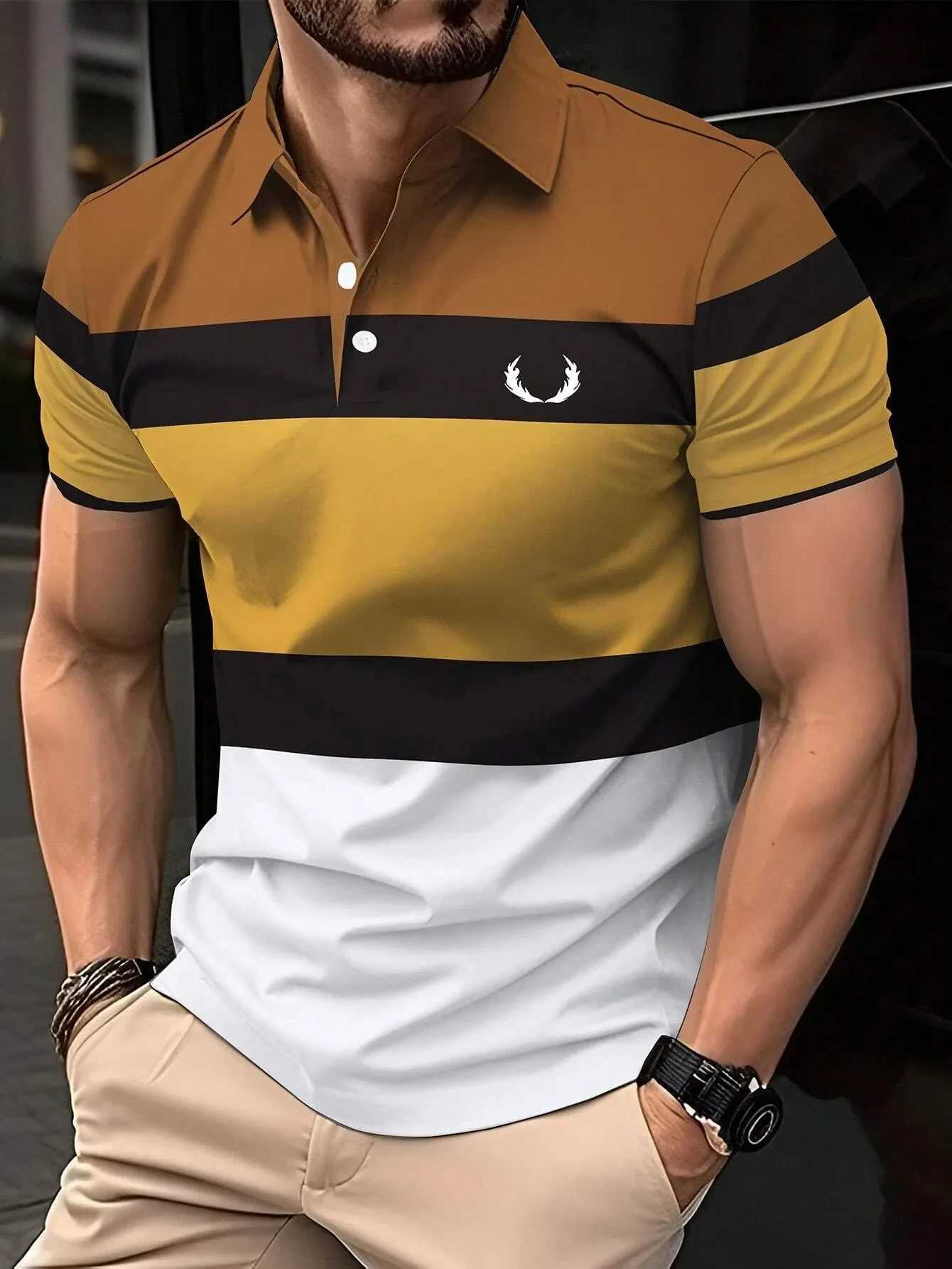 Summer best-selling mens button shirt shirt collar short sleeved zipper casual sports solid color stand trend collar T-shirt X241228