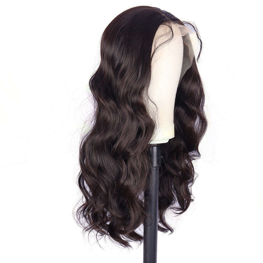 Black 13 * 4 Front Wig, Women's Long Curly Hair Synthetic Headband, Body Wave Lace Wig Kq2 Kq2