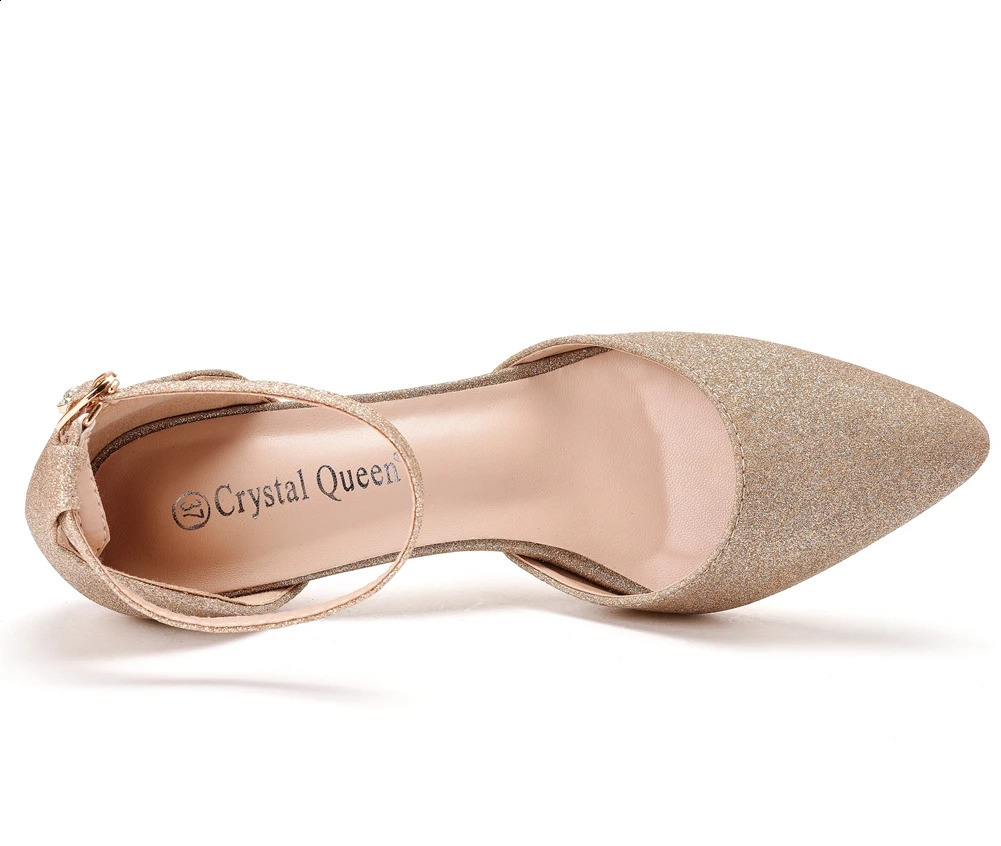 Women Sandals Gold Pointed Toe Buckle Strap Colorful 7CM High Heels Champagne Pumps Sexy Ladies Party Shoes 241228