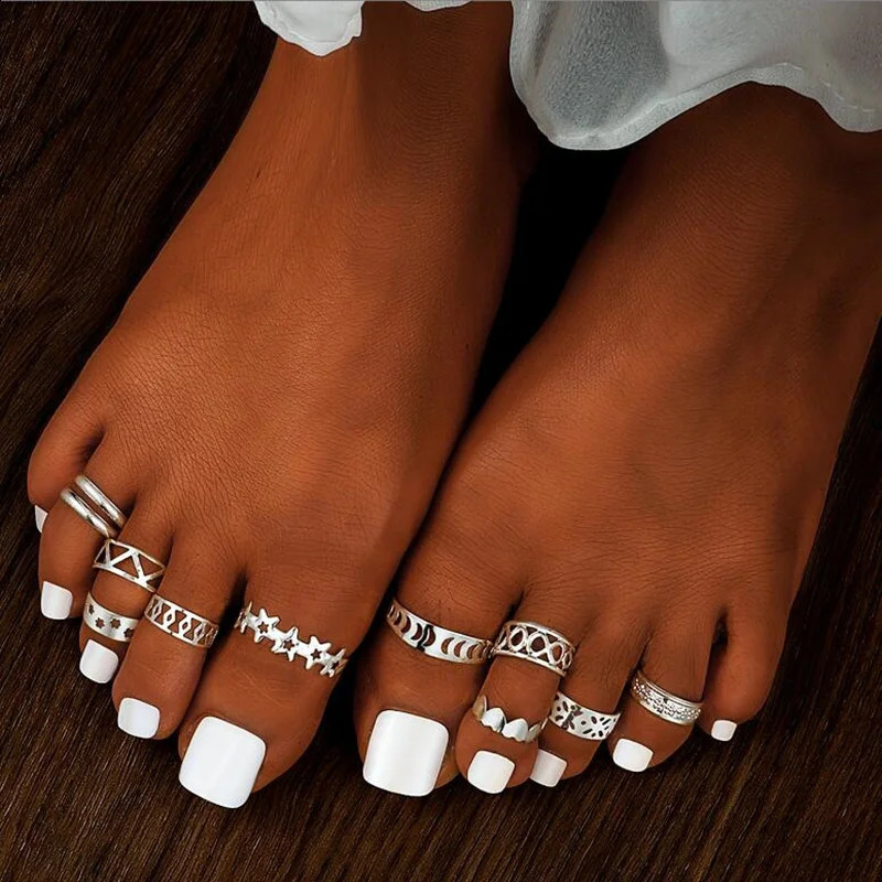 Alloy Toe Ring Set Women Open Beach Foot Accessories Fashion Jewelry 241225