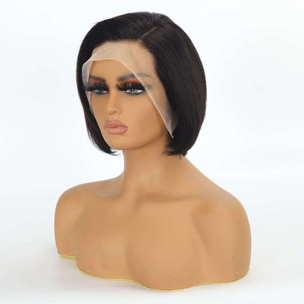 Wig Real Full Short Straight Human Hair Headband 13 * 4 Front Lace Bob Hairstyle Kq2 Kq2