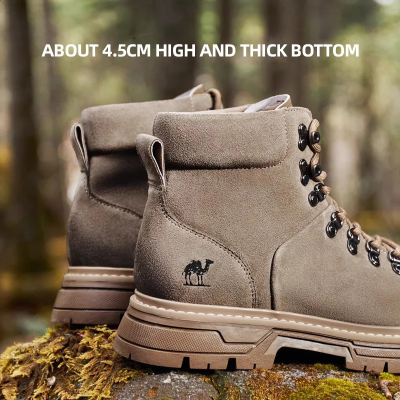GOLDEN CAMEL Mens Winter Work Boots Waterproof Anti-slip Warm Plus Velvet Thick-soled Hiking Shoes for Men High-top Climbing 241228