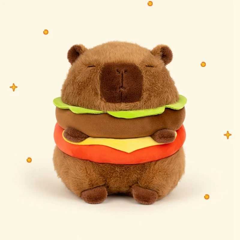 1 PCS Realistic Capybara Burger Plush Cute Capybara Stuffed Animal Pillow Plushie Toy Soft Hamburger Food Stuffed Toys Doll X241227