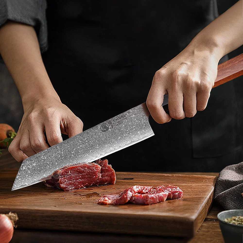 F.YOUNG 8.2-inch Japanese Kiritsuke Knife Damascus Steel Kitchen Chef Knives Sharp Professional Cleaver Hand Forged Cooking Tool Y241227