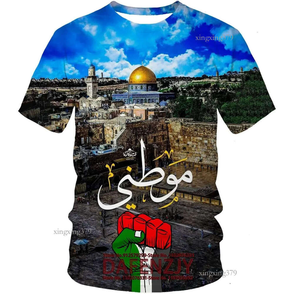 Mens T shirt Arab World Palestine Flag 3D T-Shirts Men Women Fashion Hip-hop Unisex Casual Short Sleeve tee Casual tops summer clothes