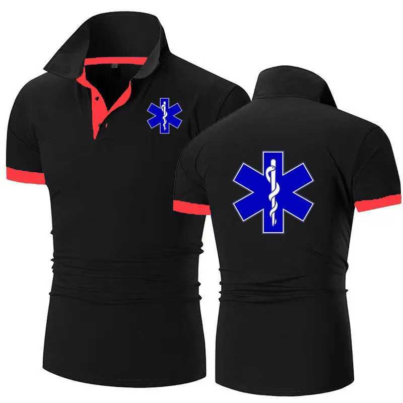 EMT nursing emergency medical service shirt shirt mens casual T-shirt high-quality matching colored cotton mens lapel shirt X241228