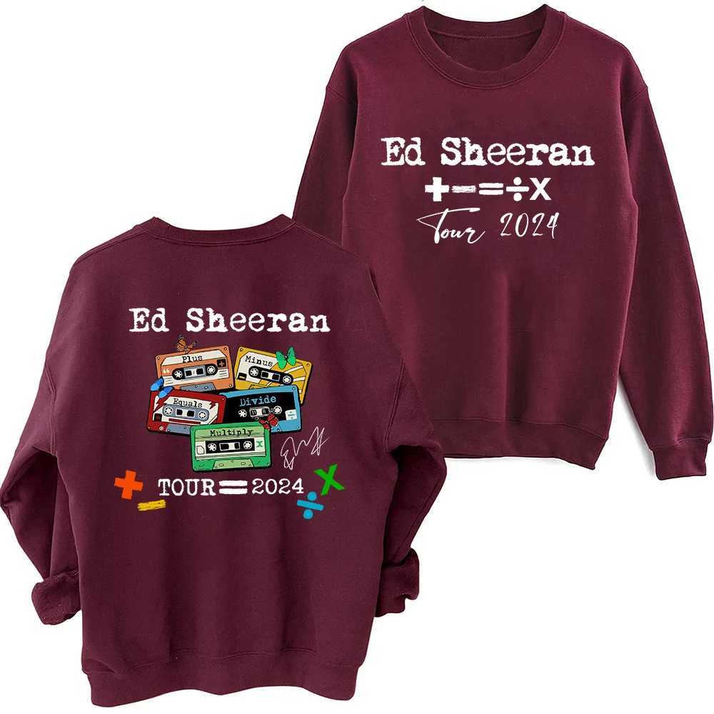 Ed Sheeran Tour 2024 Tapes Sweatshirt Harajuku Round Neck Long Sleeve Oversized Hoodie Fans Gift X241228
