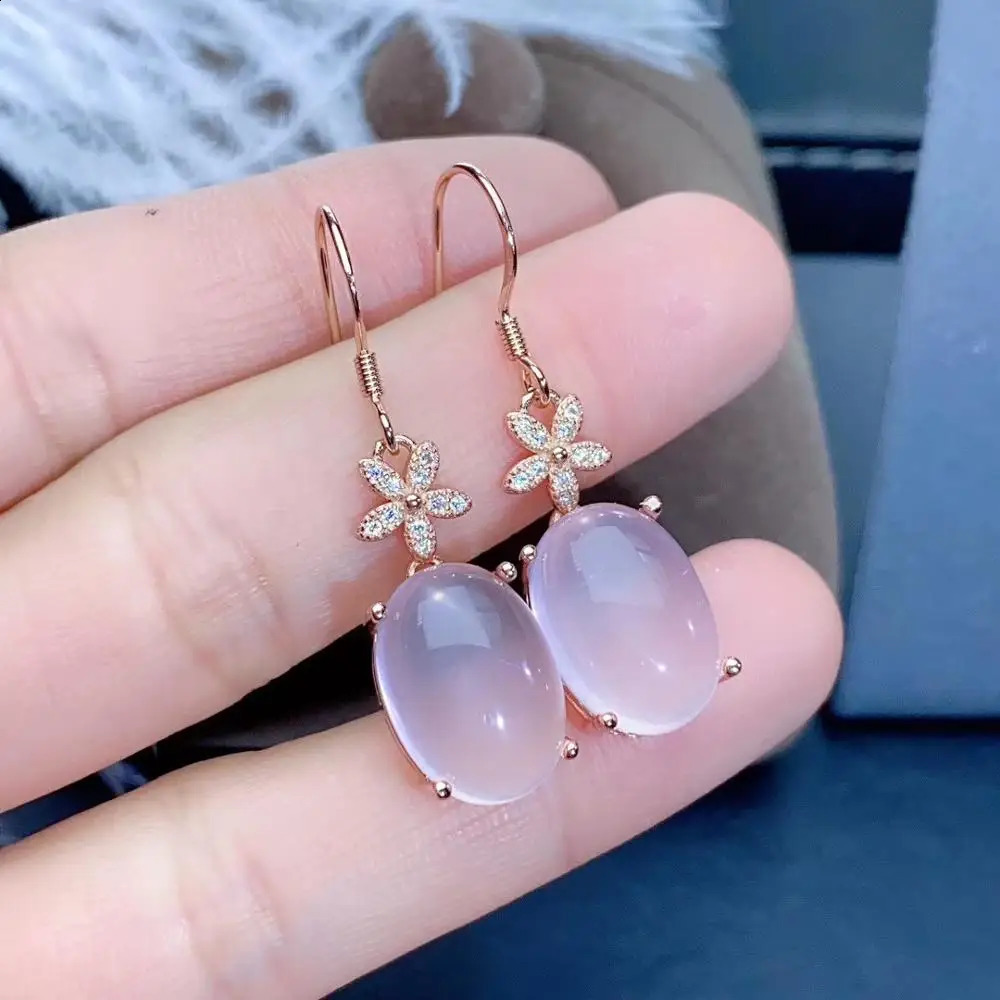 Gift Natural and Real Rose Quartz Earring Natural And Real 925 sterling silver Rose Quartz Earring 241226