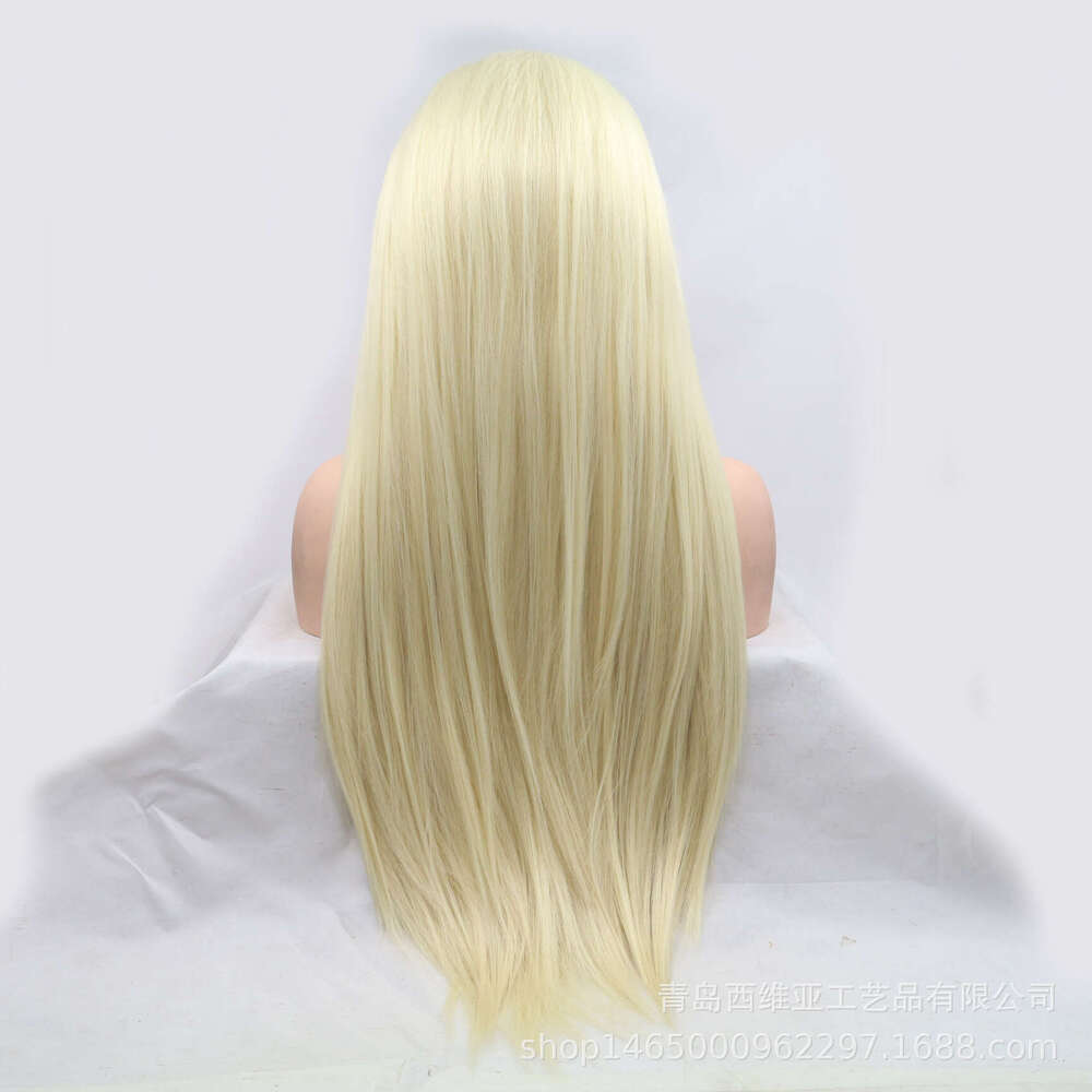 Chemical Headband 613 # Color White Gold Long Straight Hair Half Hand Hook Front Lace Chemical Fiber Wig Cover Kq2 Kq2