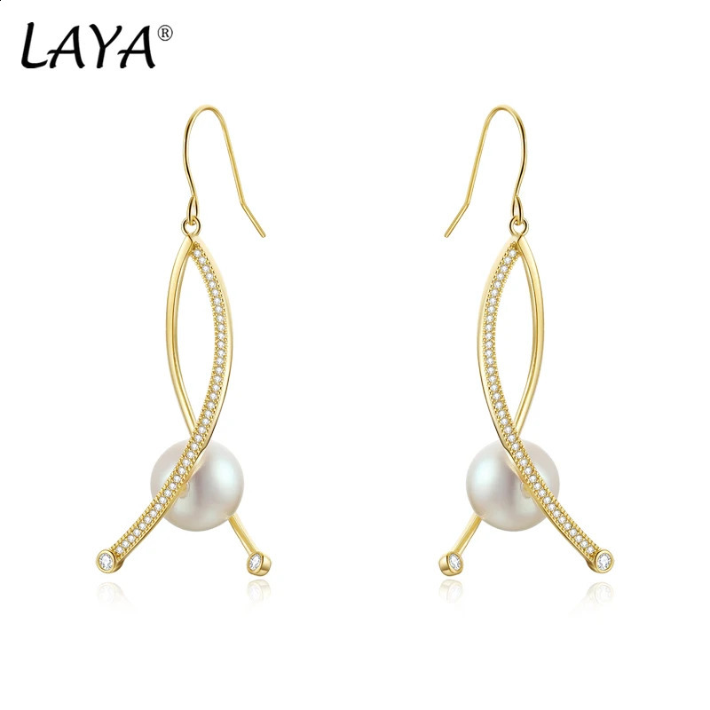 LAYA 925 Sterling Silver Pearl Long Dangle Earrings For Women Minimalist Korean Style Engagement Wedding Earring Fine Jewelry 241226