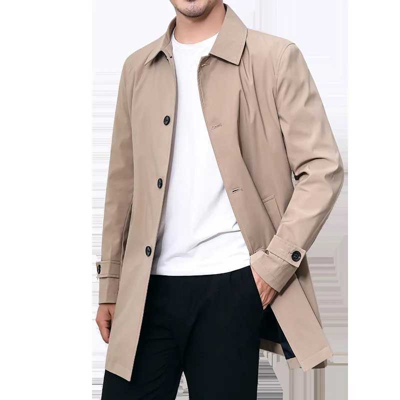 Autumn Winter Casual Mens Overcoat Thick Windbreaker Coat Plus Size Long Black Trench Coat Male Outerwear Boys Trench Xxxl 4xl W241228